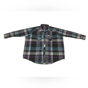 Wrangler Plaid XL Pearl Snap Western Shirt Mens Cowboy Cut Big Man’s Fit 20-35